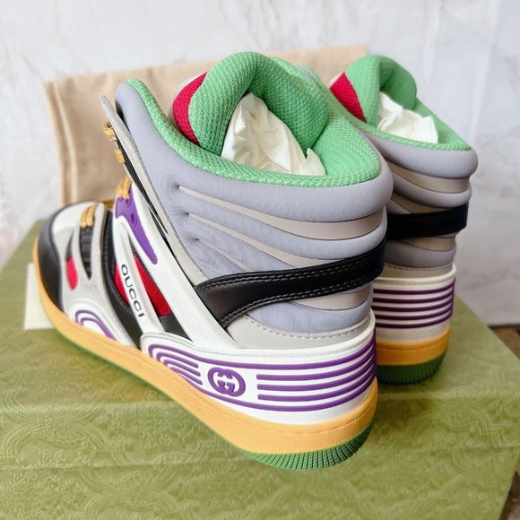 Gucci BASKET Demetra High Top Sneaker Vintage 661303 Black Green Men UK13.5 US14 - Picture 8 of 16